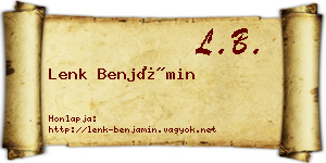 Lenk Benjámin névjegykártya